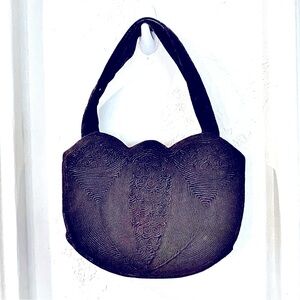 1940s Corde’ purse | black Corde’  handbag | butterfly corde purse